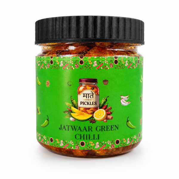 जटवार हरी मिर्च का आचार — Green Chilli Garlic Pickle
