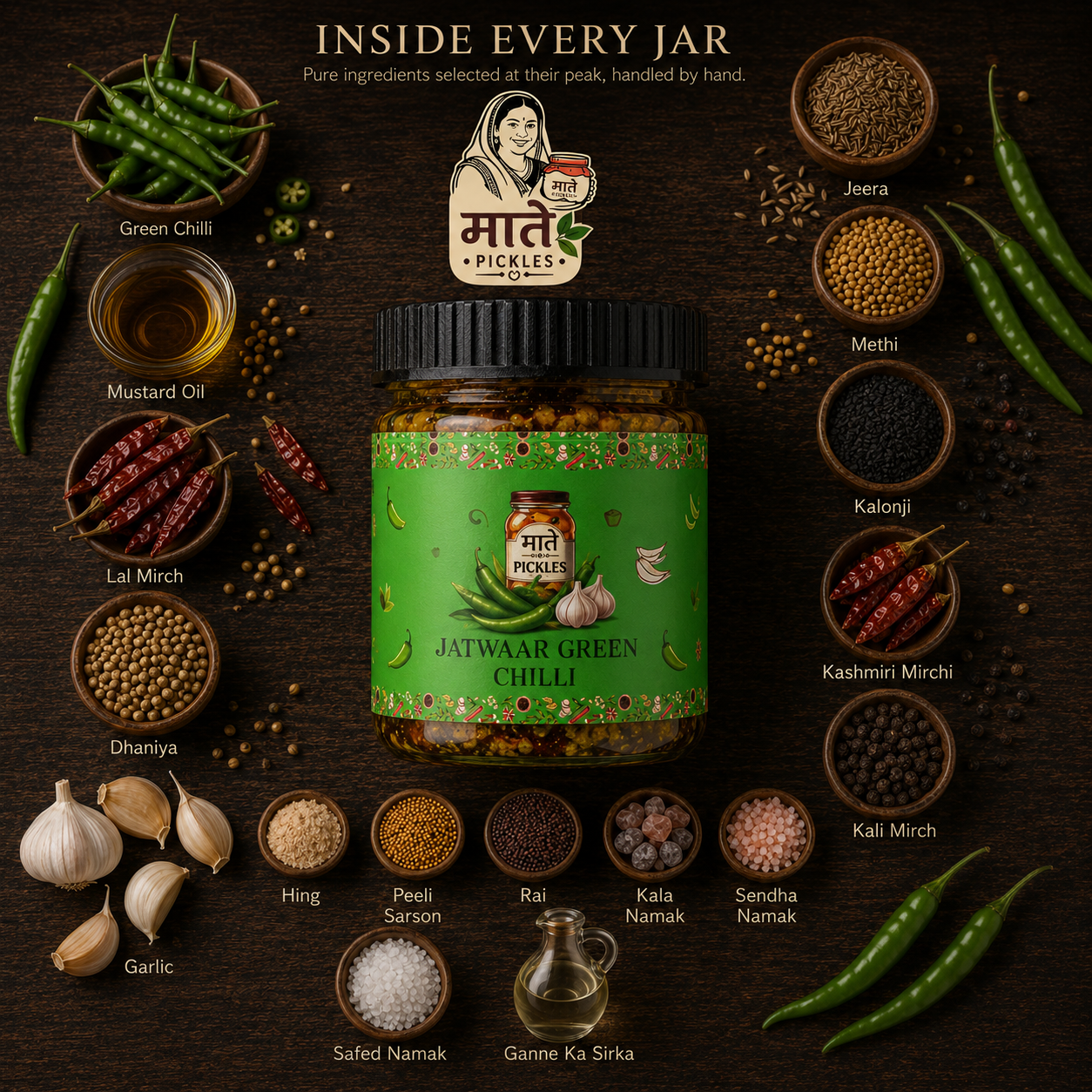 जटवार हरी मिर्च का आचार — Green Chilli Garlic Pickle